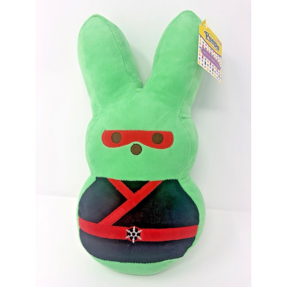 Peeps Bunny Rabbit Green Plush Stuffed Animal Toy Easter 13" Ninja Red Black